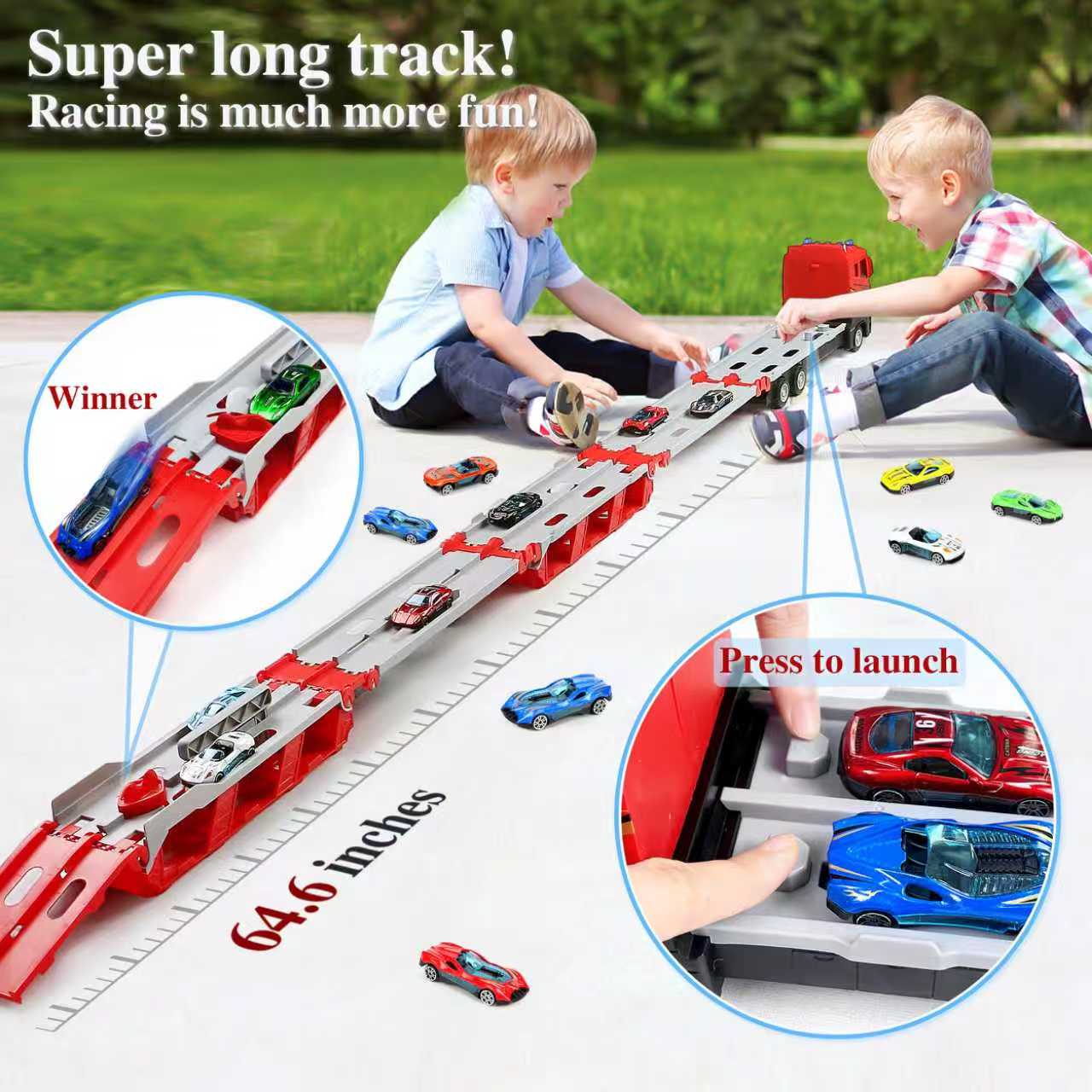 Kids Toys Vehicle - Set Mainan Truk Pengangkut Mobil Lipat