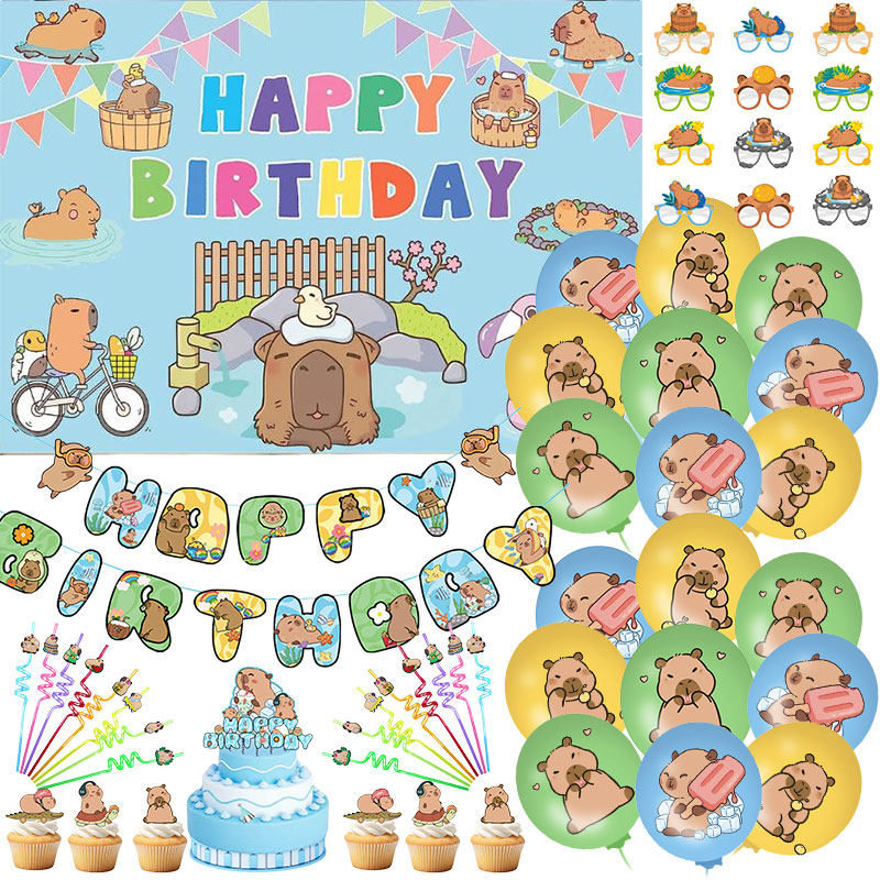 Banner Kids Toys - Perlengkapan Pesta Kapibara Kartun Dekorasi Ulang
