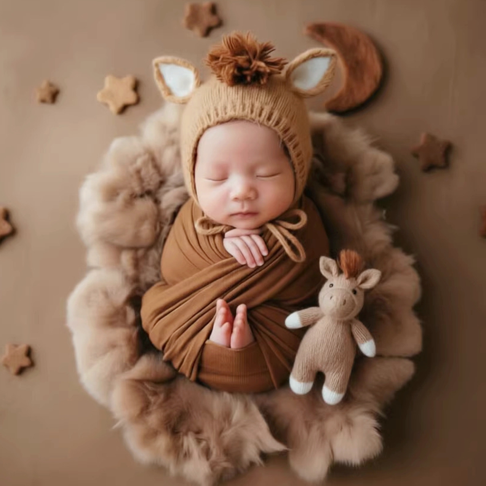 Kids Toys New Born - Topi Kuda Rajutan dengan Boneka Alat