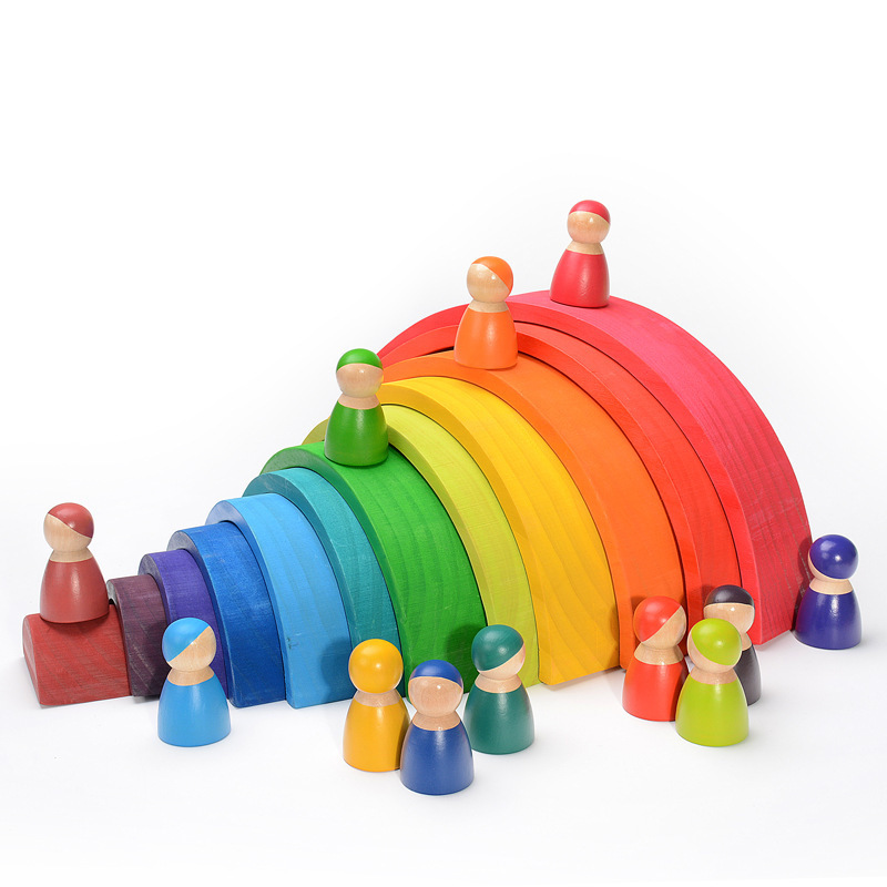 Blok Pelangi Kayu Blok Banguna - Wooden Blocks Stacking ulasan dan harga