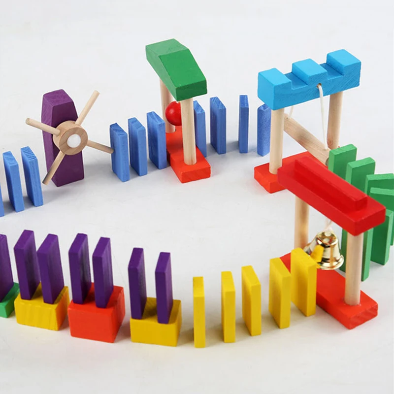 Montessori mainan Domino pelan - Wooden Blocks Stacking ulasan dan harga