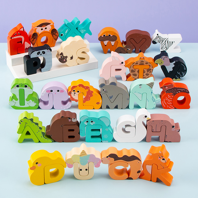 26 Buah Balok Alfabet Hewan Ka - Wooden Blocks Stacking ulasan dan harga