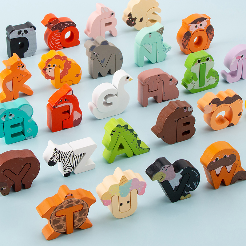 26 Buah Balok Alfabet Hewan Ka - Wooden Blocks Stacking ulasan dan harga