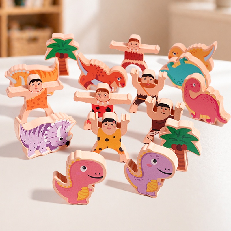 Balok Susun Keseimbangan Dinos - Wooden Blocks Stacking ulasan dan harga