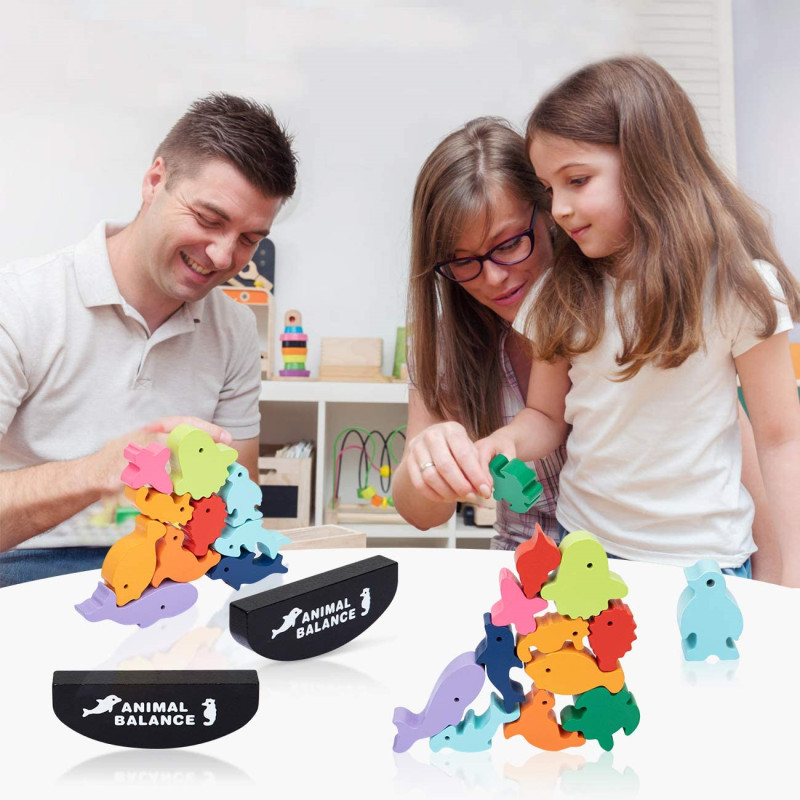 Anak-anak baru Montessori kayu - Wooden Blocks Stacking ulasan dan harga