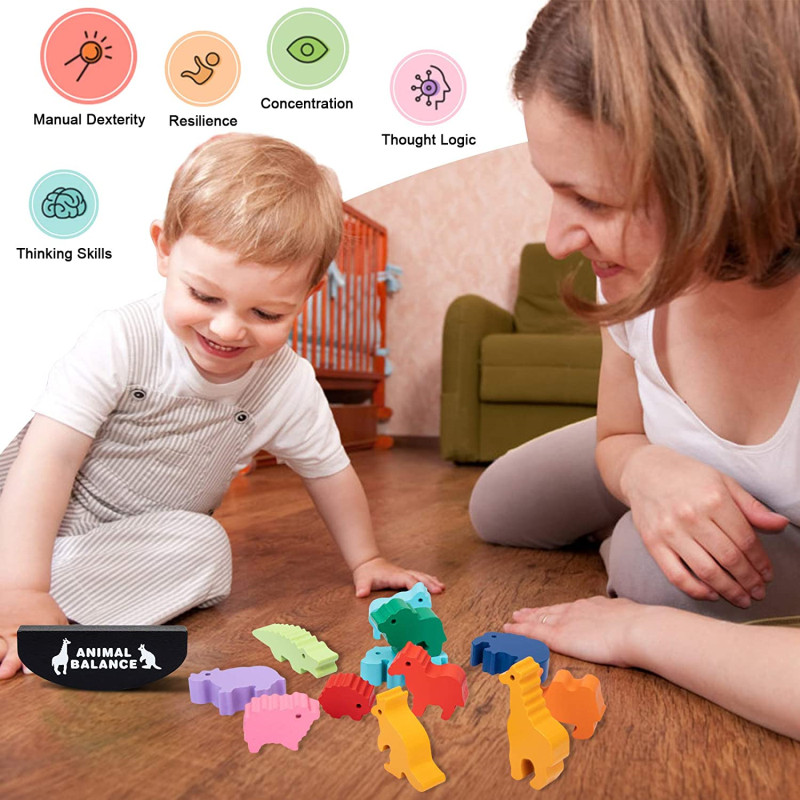 Anak-anak baru Montessori kayu - Wooden Blocks Stacking ulasan dan harga