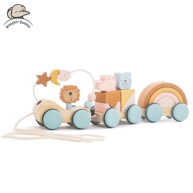 Mainan hewan blok kereta kayu  - Wooden Blocks Stacking ulasan dan harga