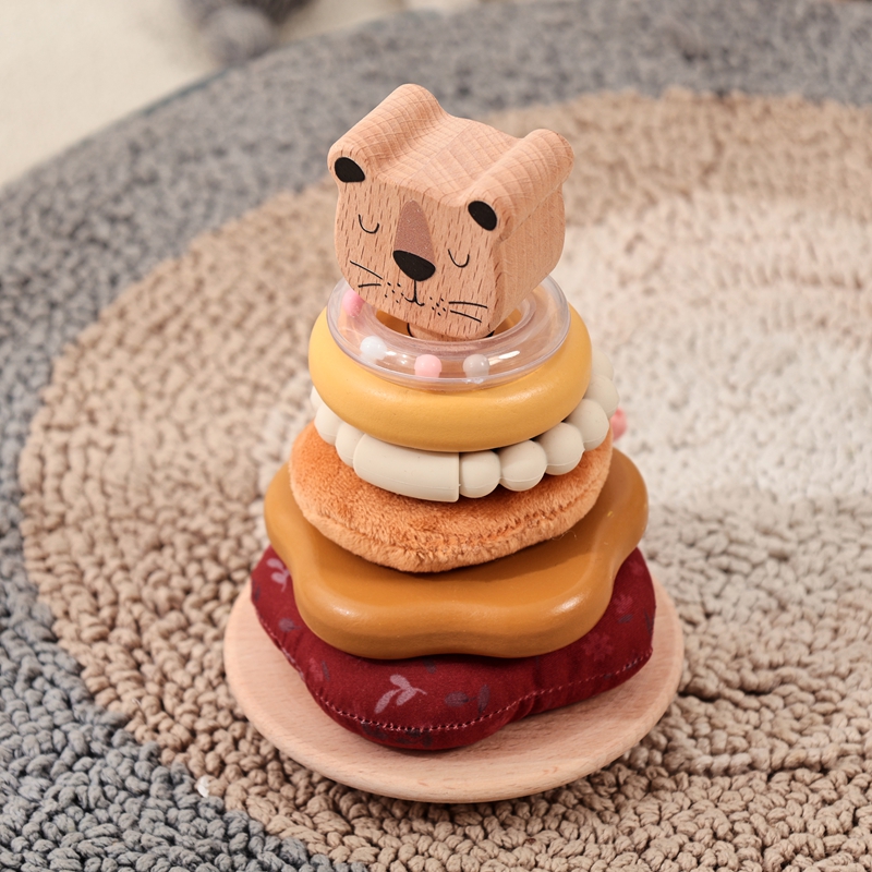 Mainan Kerincingan Katun 0-12  - Wooden Blocks Stacking ulasan dan harga