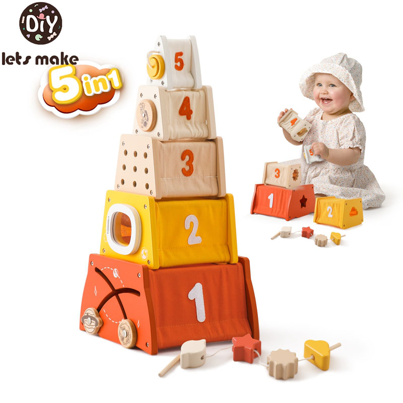 Mainan kayu Montessori Anak pa - Wooden Blocks Stacking ulasan dan harga